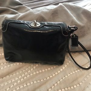 Coach Black Patent Leather Wristlet